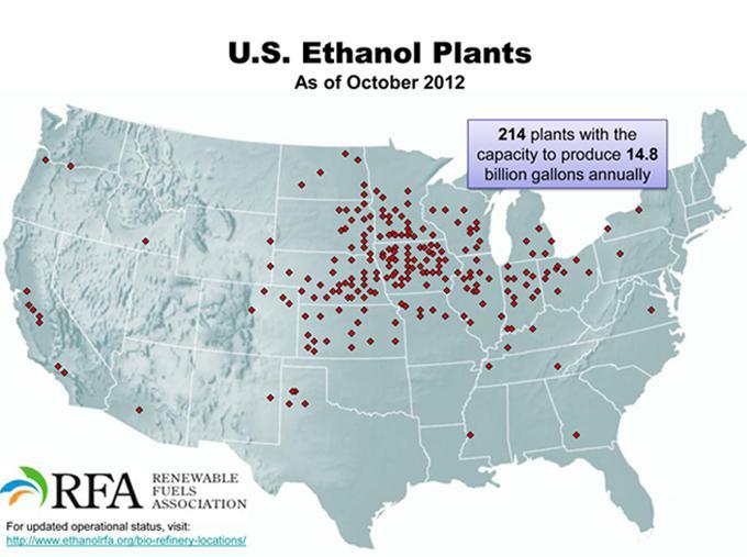 Map of U.S. Ethanol Plants as of October 2012